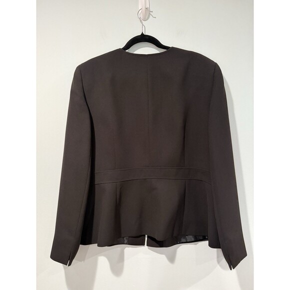 Tahari Zip Front Blazer Women 18 Black Structured Lined Career Business Workwear - Picture 2 of 6